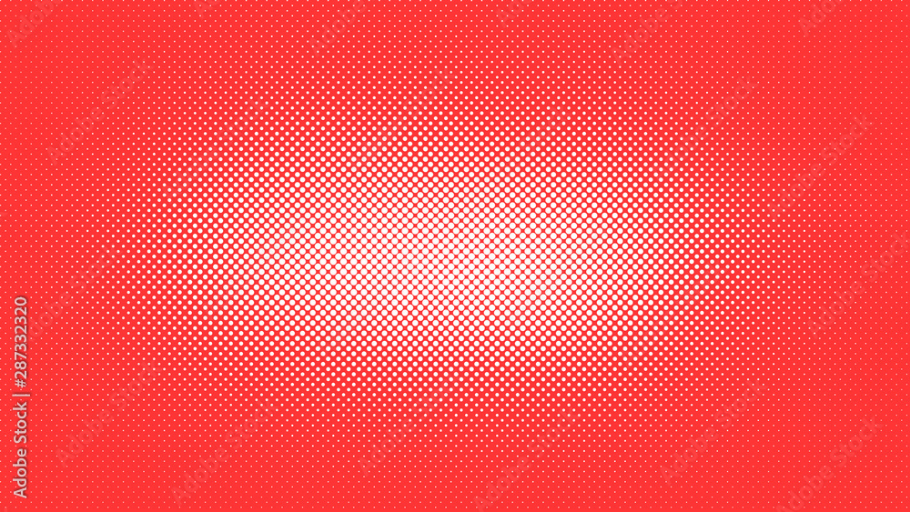 Red and white retro comic pop art background with haftone dots design. Vector clear template for banner or comic book design, etc
