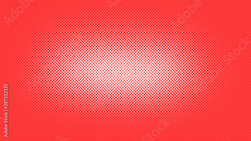 Red and white retro comic pop art background with haftone dots design. Vector clear template for banner or comic book design, etc