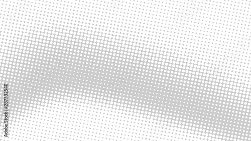 Grey and white retro comic pop art background with halftone dots design, vector illustration template