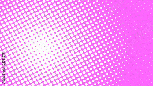 Magenta and white retro pop art background with halftone dots design