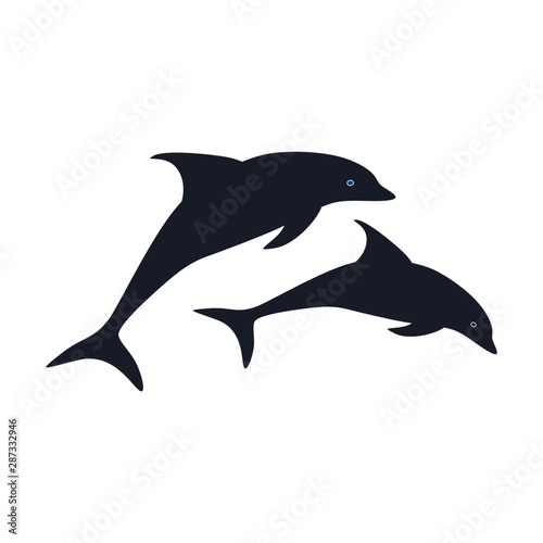 flat icon on theme Save whales a pair of dolphins