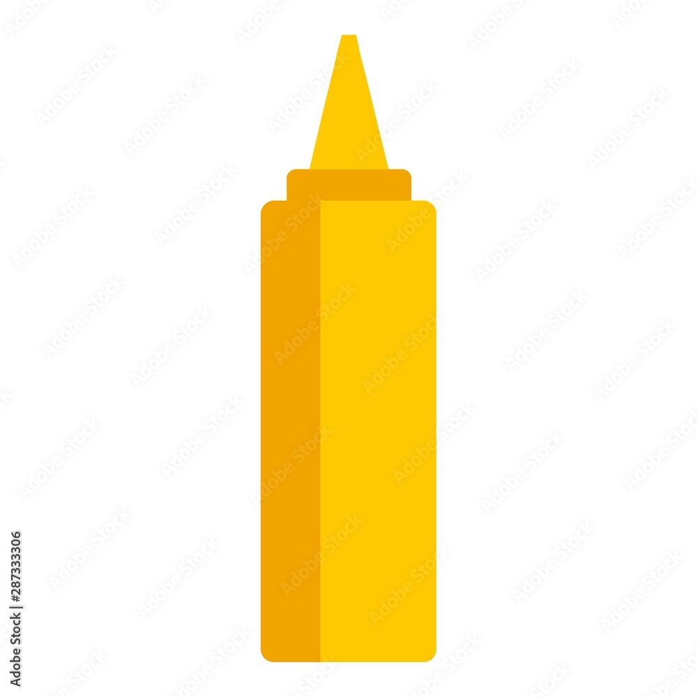 Mustard plastic bottle icon. Flat illustration of mustard plastic bottle vector icon for web design Mustard plastic bottle icon. Flat illustration of mustard plastic bottle vector icon for web design