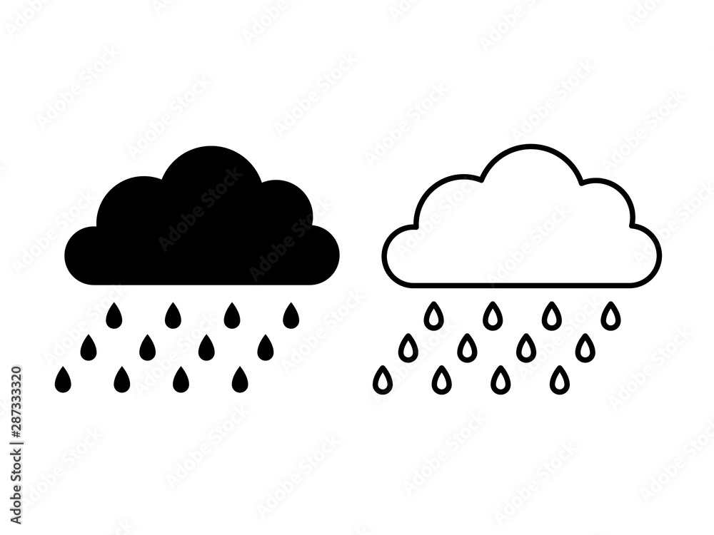 Rain cloud icon. Vector. Weather symbol in flat design, simple, outline isolated on white background. Modern forecast storm sign for web site, button, mobile app, logo, app, UI. Cartoon illustration. Rain cloud icon. Vector. Weather symbol in flat design, simple, outline isolated on white background. Modern forecast storm sign for web site, button, mobile app, logo, app, UI. Cartoon illustration.