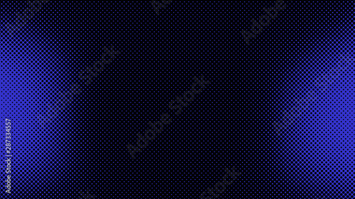 Dark blue pop art background in retro comic style with halftone dots, vector illustration of backdrop with isolated dots