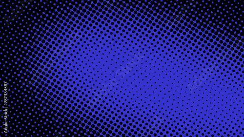 Dark blue retro comic pop art background with haftone dots design. Vector clear template for banner or comic book design, etc