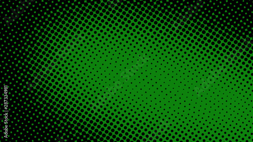 Green and black pop art background in vitange comic style with halftone dots, vector illustration template for your design