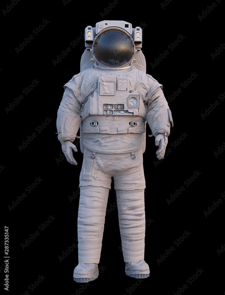 standing astronaut, isolated on black background standing astronaut, isolated on black background
