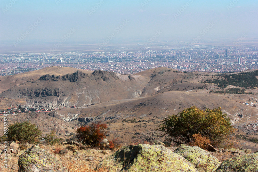 Fototapeta premium view of konya city from the hills