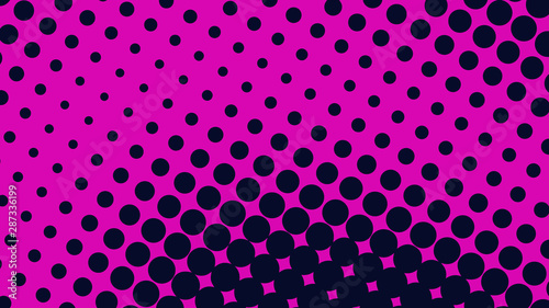 Magenta pop art background in retro comic style with halftone dots design isolated