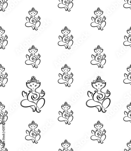 Fototapeta Naklejka Na Ścianę i Meble -  Ganesha The Lord Of Wisdom Seamless Pattern
