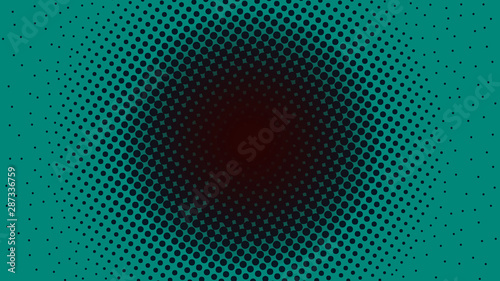 Turquoise and black dotted background in retro pop art comic style, vector illustration