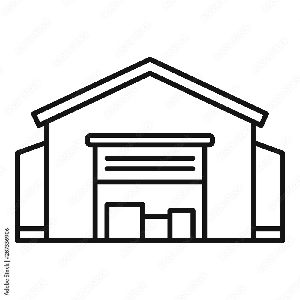 Warehouse building icon. Outline warehouse building vector icon for web design isolated on white background Warehouse building icon. Outline warehouse building vector icon for web design isolated on white background