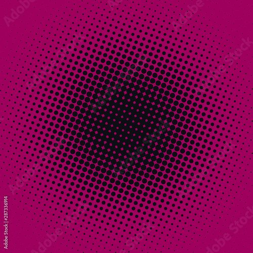Dark pink modern pop art background with halftone dots design, vector illustration