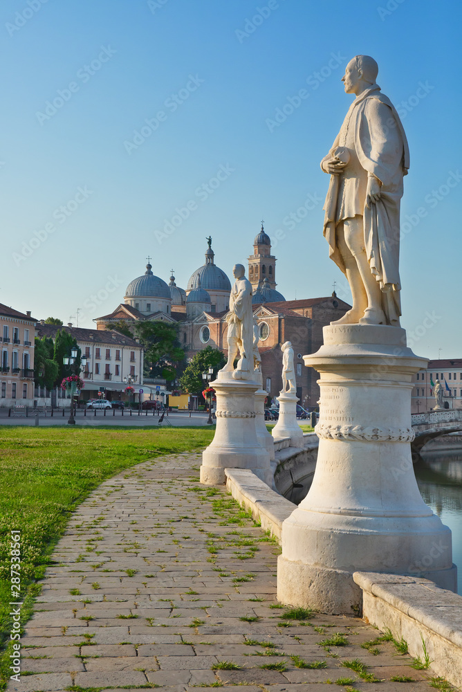 Sculptures in Prato della Valle square in Padua, Italy