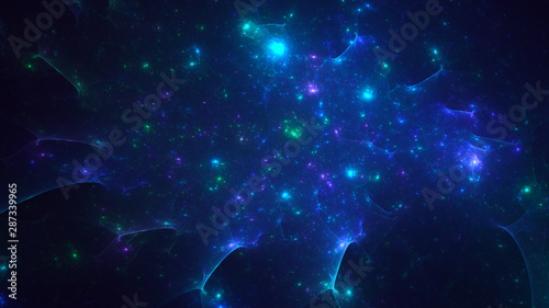 3D rendering multicolored abstract fractal on black background © BetiBup33