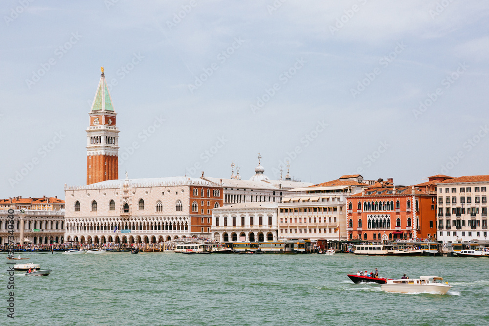 San Marco Square Venice view from the sea with boats