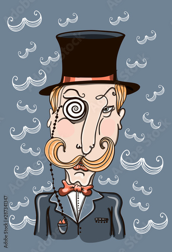 mustachioed man in a pince-nez and the cylinder
