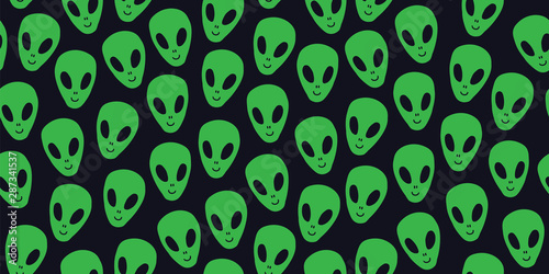 Childish seamless pattern with aliens hands ufo