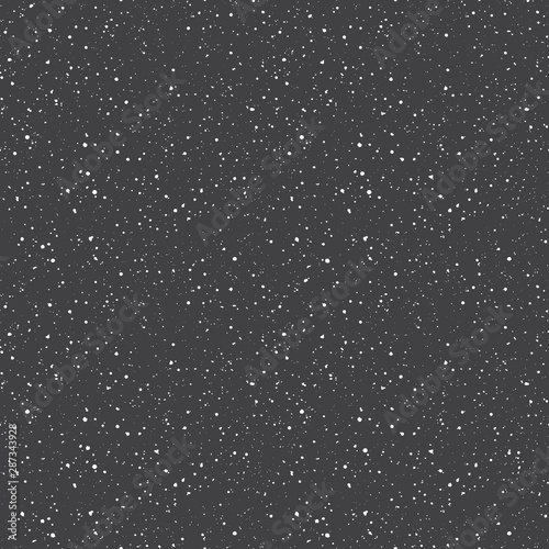 New Year, Christmas winter background. Falling snow or night sky with stars vector seamless pattern. Hand drawn spray, splash, splatter texture. White tiny spots, specks, snowflakes, uneven dots. 