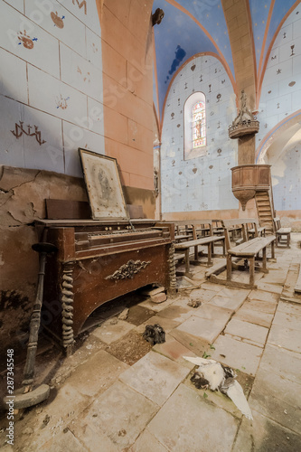 Inside an abandoned church