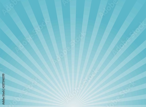 Sunlight wide horizontal background. Blue color burst background with yellow highlight.