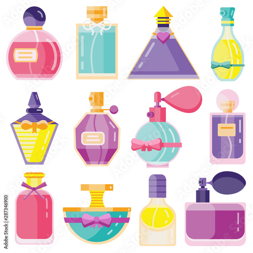 Perfume Toilet Water Bottles in Flat Design