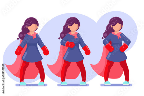 Brave heroine female powerful superhero beautiful action girl modern characters woman design vector illustration
