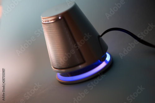 Small speaker USB isolated on gray background. photo