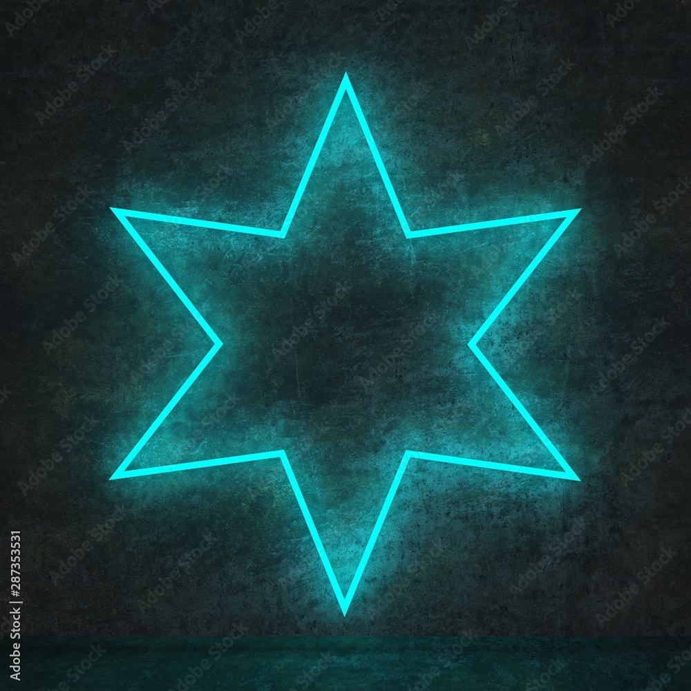 six-pointed neon star on black wall six-pointed neon star on black wall