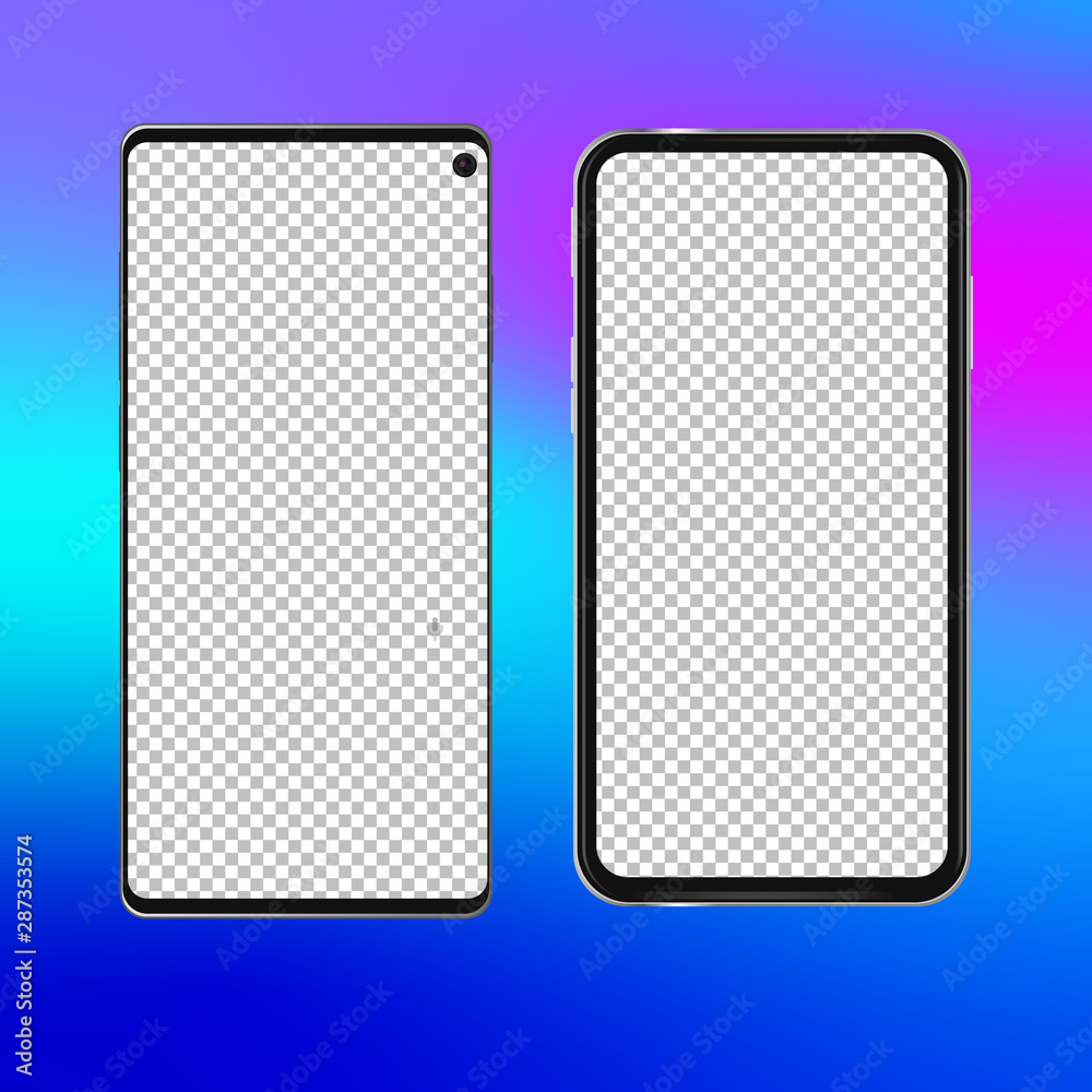 Realistic phone screen template no notch front view smart phone mobile