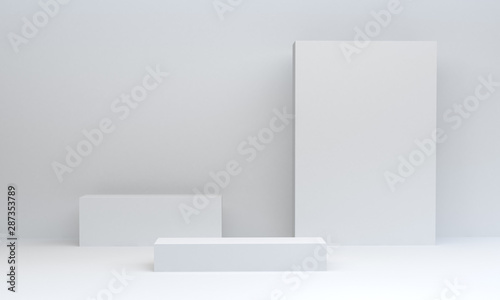 Geometric White shape scene minimal, 3d rendering.