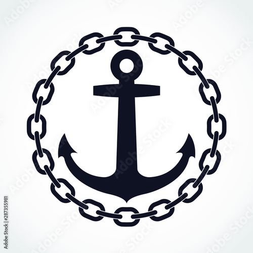 silhouette anchor with chain circle logo