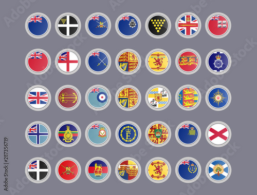 Set of vector icons. Flags of United Kingdom.     