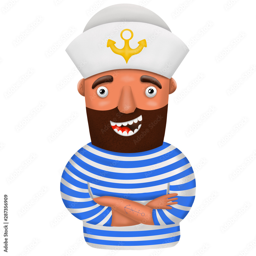 cartoon sailor on white background, illustration cartoon sailor on white background, illustration