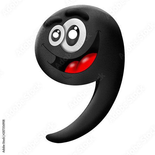 comma cartoon white background, illustration