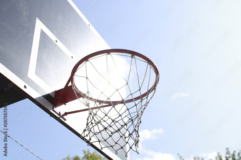 basketball hoop on a background of blue sky