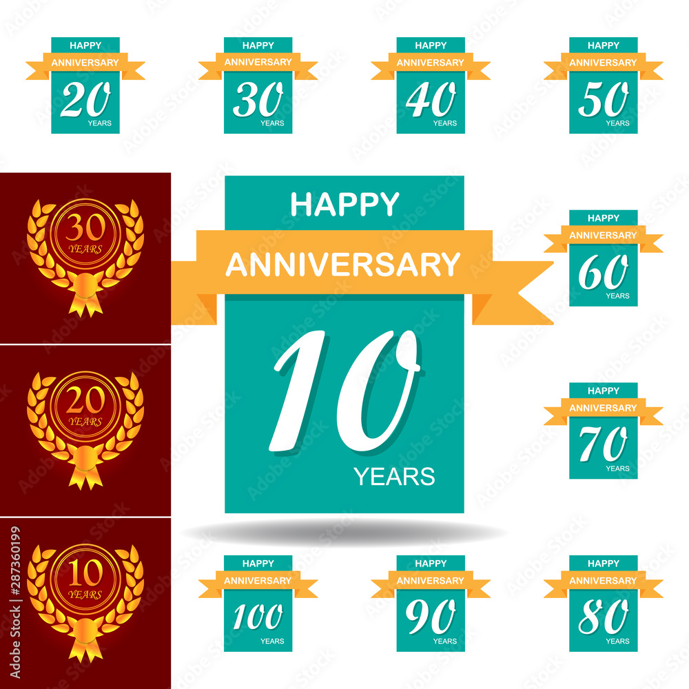 10 years multicolored icon . Set of anniversary illustration icons. Signs, symbols can be used for web, logo, mobile app, UI, UX