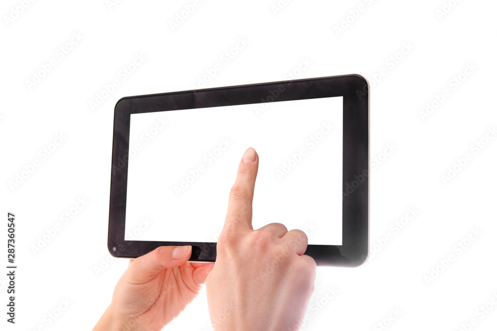 in human hands tablet computer touch-screen gadget with isolated in human hands tablet computer touch-screen gadget with isolated
