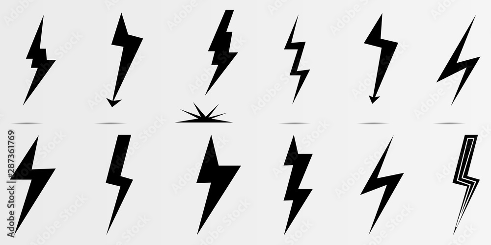  Thunder lighting. Flash icon isolated on transparent background. Vector illustration. Element of graphic symbol of lightning.