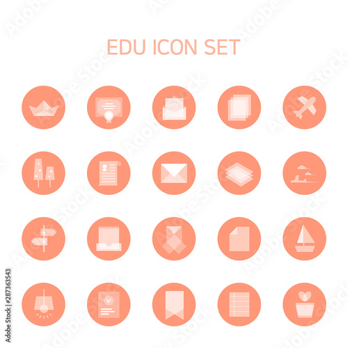 Icon associated with work, e-mail, paper, document, etc. Icon associated with rest, such as forest, tree, airplane, and travel.