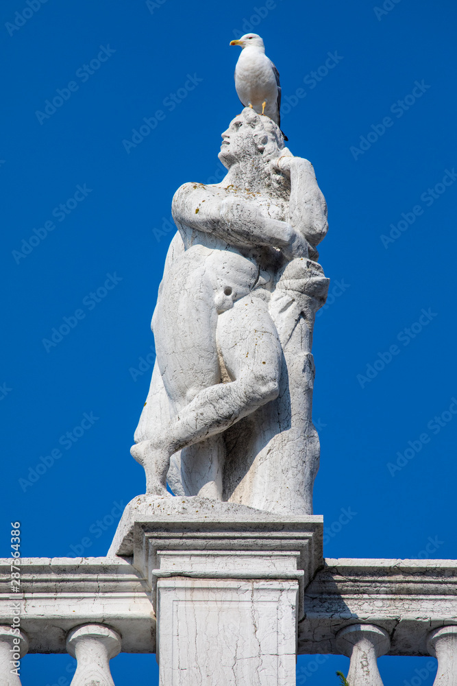 Sculpture on the Biblioteca in Piazzetta di San Marco in Venice