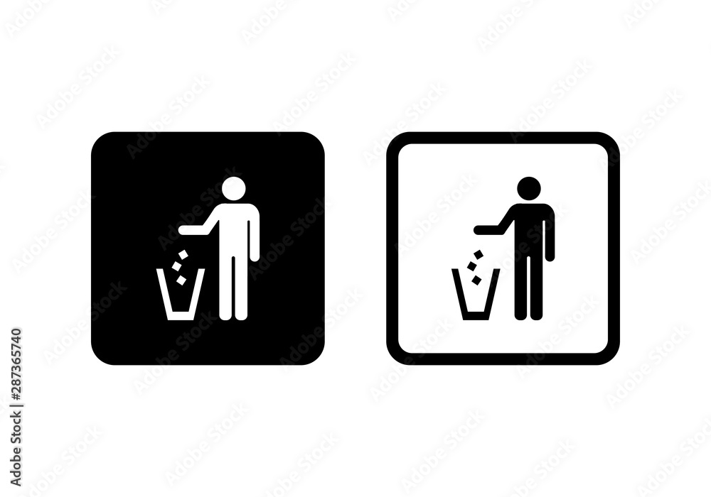 Garbage symbol. Do not litter sign. Trash icon. Garbage symbol. Do not litter sign. Trash icon.