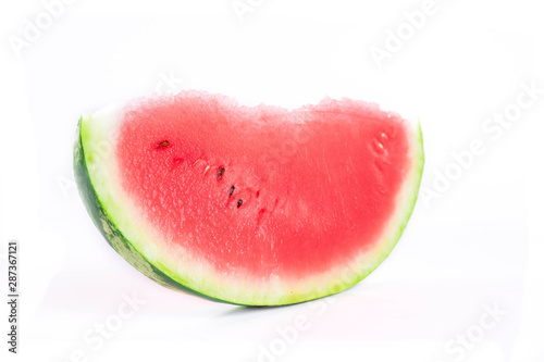 closeup of some pieces of refreshing watermelon isolated on a white background