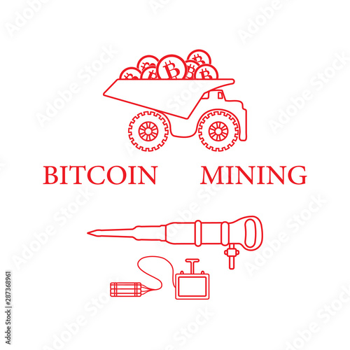 Dumper with bitcoins, dynamite and jackhammer.