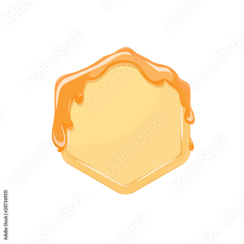 bee honey comb hexagon with honey. frame background. Vector illustration.