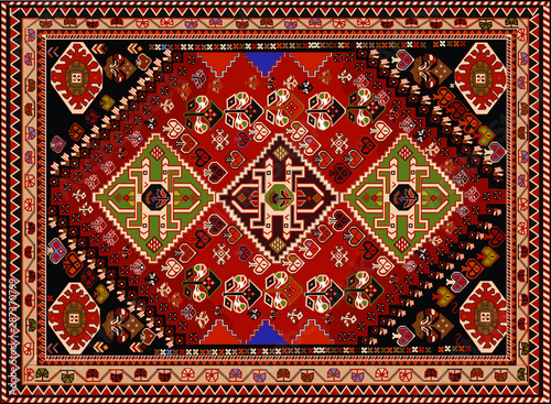 Persian carpet original design, tribal vector texture. Easy to edit and change a few colors by swatch window.