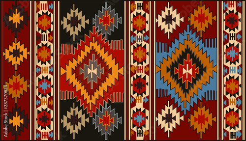 Persian carpet original design, tribal vector texture. Easy to edit and change a few colors by swatch window.