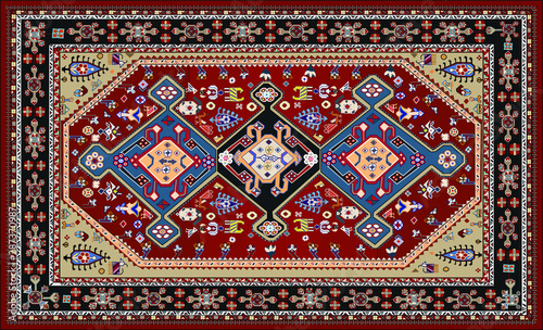 Persian carpet original design, tribal vector texture. Easy to edit and change a few colors by swatch window.