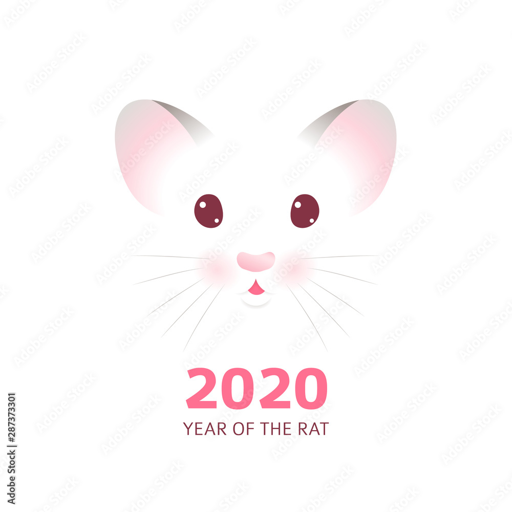 Rat ears, eyes, nose on white background. New year 2020 Rat ears, eyes, nose on white background. New year 2020