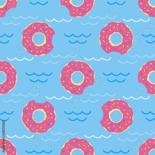 Vector seamless swimming pool float rings pattern.